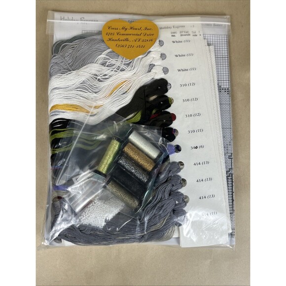 Rare Cross My Heart Holiday Express Christmas Train Counted Cross Stitch Kit2008 - Picture 5 of 6